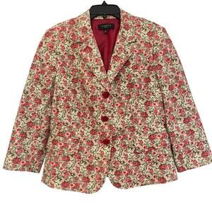 Talbots Vintage Y2K Women's Boho Floral Blazer Size 12 Petite